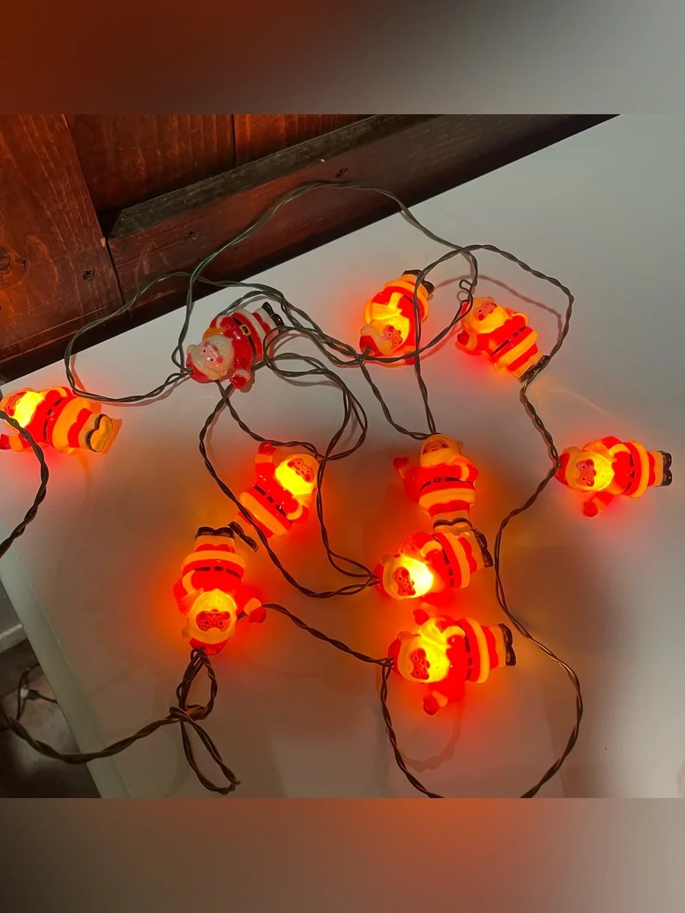 Vintage Kurt S Adler Santa Claus W Gift Sac Blow Mold String Lights Christmas
